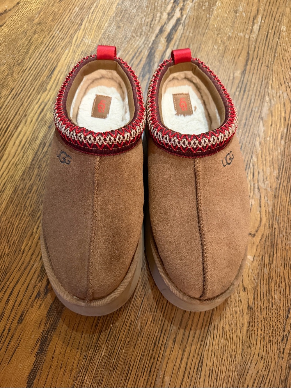 UGG Chestnut Tasman II Suede Slip-Ons with Red Accent Trim, 9 - Picture 6 of 13